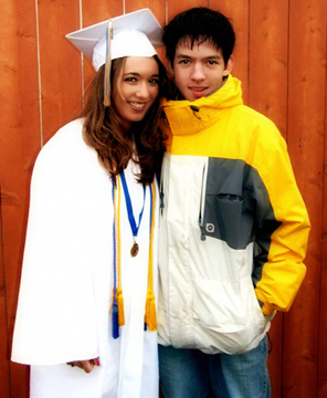 Your movie star actress Jamie Lynn Sease (WAR OF THE WORLDS, CHROME) celebrates high school graduation. She is shown here with her brother Jason.